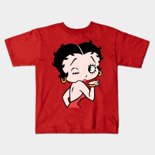 Betty Boop Kiss (Color) Kids T-Shirt
